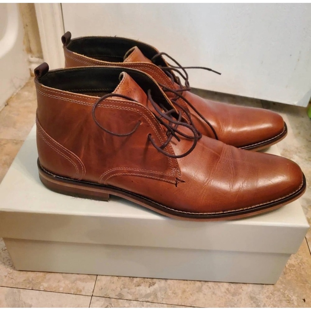 Joseph Abboud Mens Brown Leather Chukka Boots Hand Crafted Made in Portugal 46